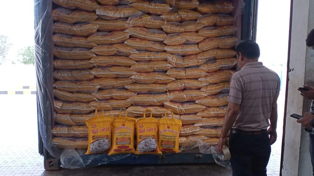 Bulk rice bags loaded for dispatch